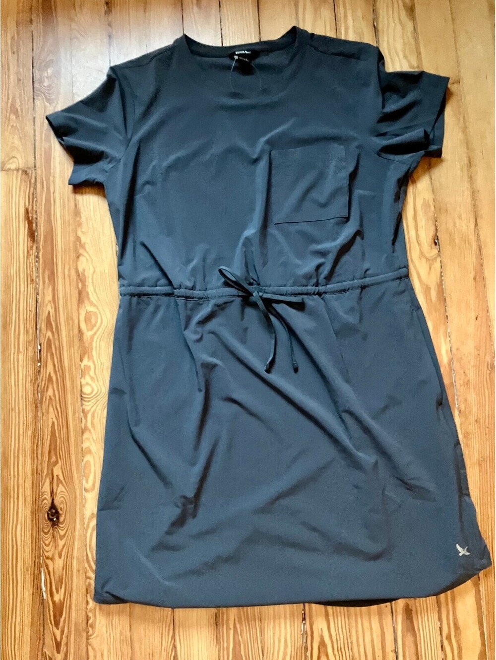 NWT Eddie Bauer Escapelite UPF 50 Travel Dress Dark Gray Pocket Drawstring L